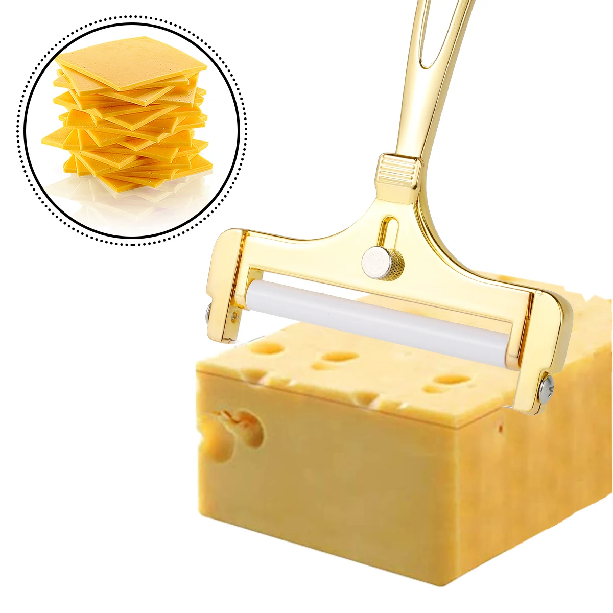 Wire Cheese Slicer Stainless Steel Thickness Adjustable Wire Cheese Cutter Kitchen Cooking Tool for Home Kitchen Restaurant