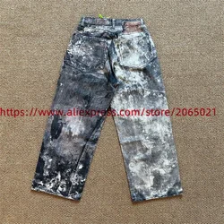 Loose 3D Printed Digital Camouflage Splatter Ink Denim Pants Jeans Men Women 1:1 Best Quality Joggers Trousers