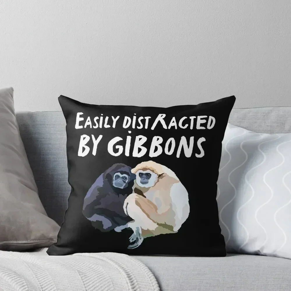 Easily Distracted By Gibbons Throw Pillow Couch Pillows Sitting Cushion Sofa Covers For Living Room pillow