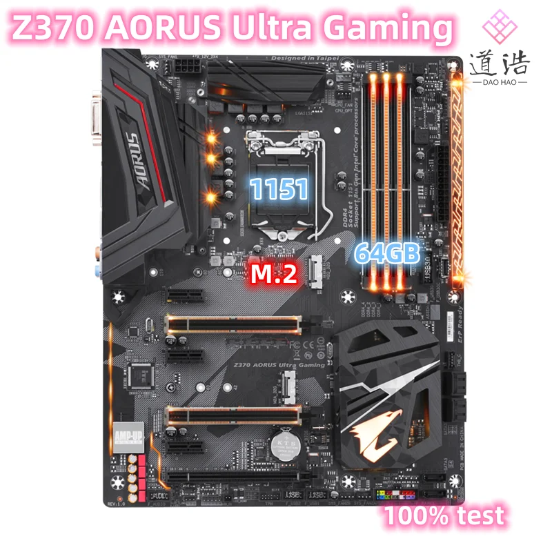 

For Z370 AORUS Ultra Gaming Motherboard 64GB DVI HDMI M.2 SATA III LGA 1151 DDR4 Z370 Mainboard 100% Tested Fully Work