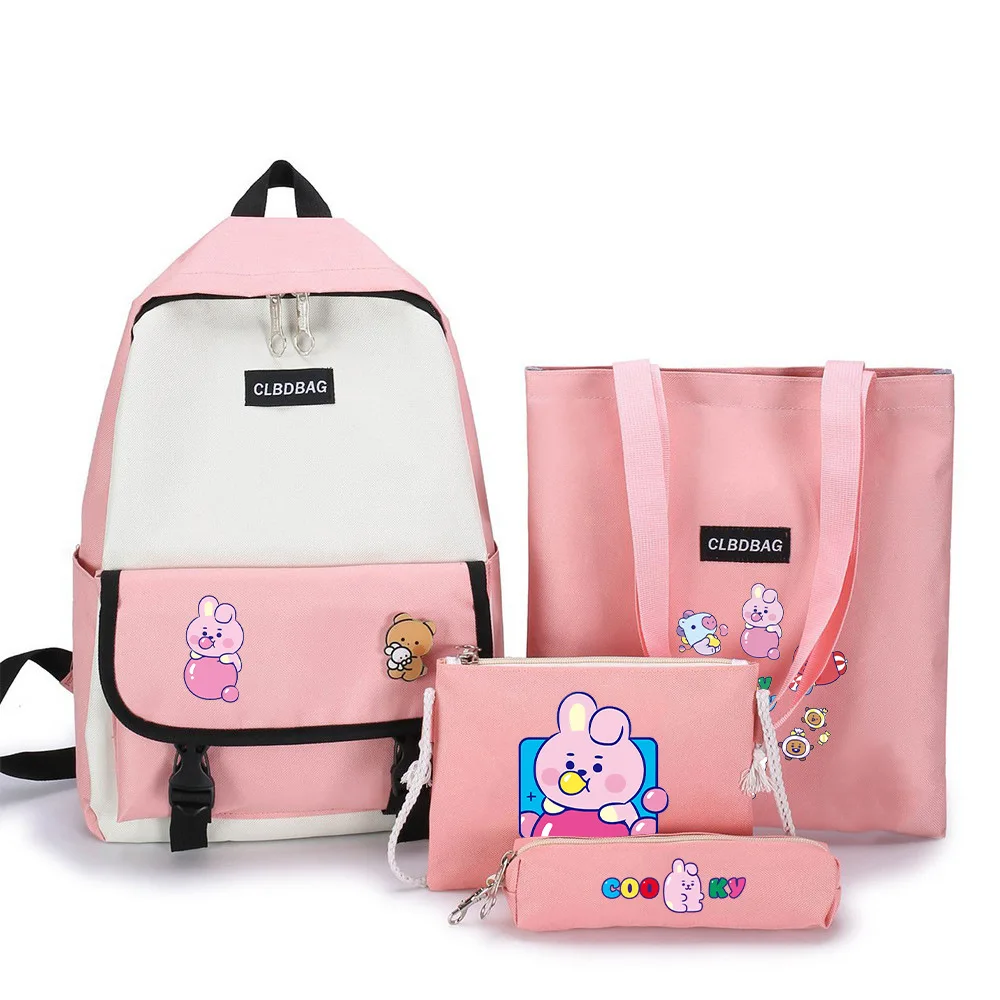 BT21 Jelly Candy 4-częściowy plecak Cartoon Casual Bubble Flat Seat Kolorowy plecak Sprzęt podróżny i turystyczny