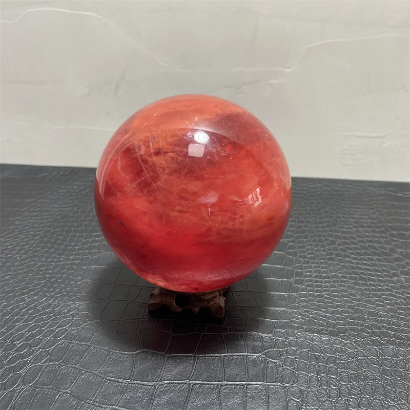 13cm High Quality Large Red Melting Stone Quartz Balls Feng Shui Crystal sphere Balls for Decoration