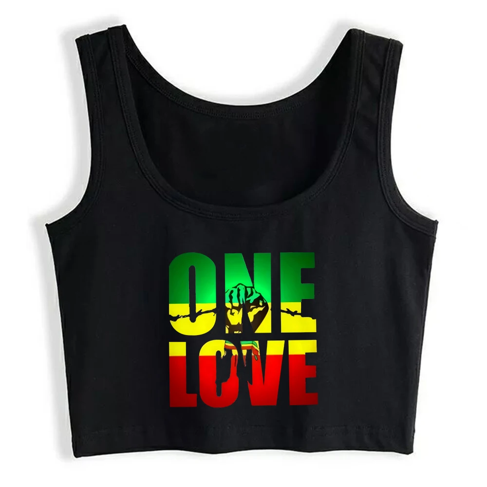 New One Love Jamaica Vacation Reggae Music Design Crop Top Women\'s Street Fashion Sexy Breathable Slim Fit Tank Tops