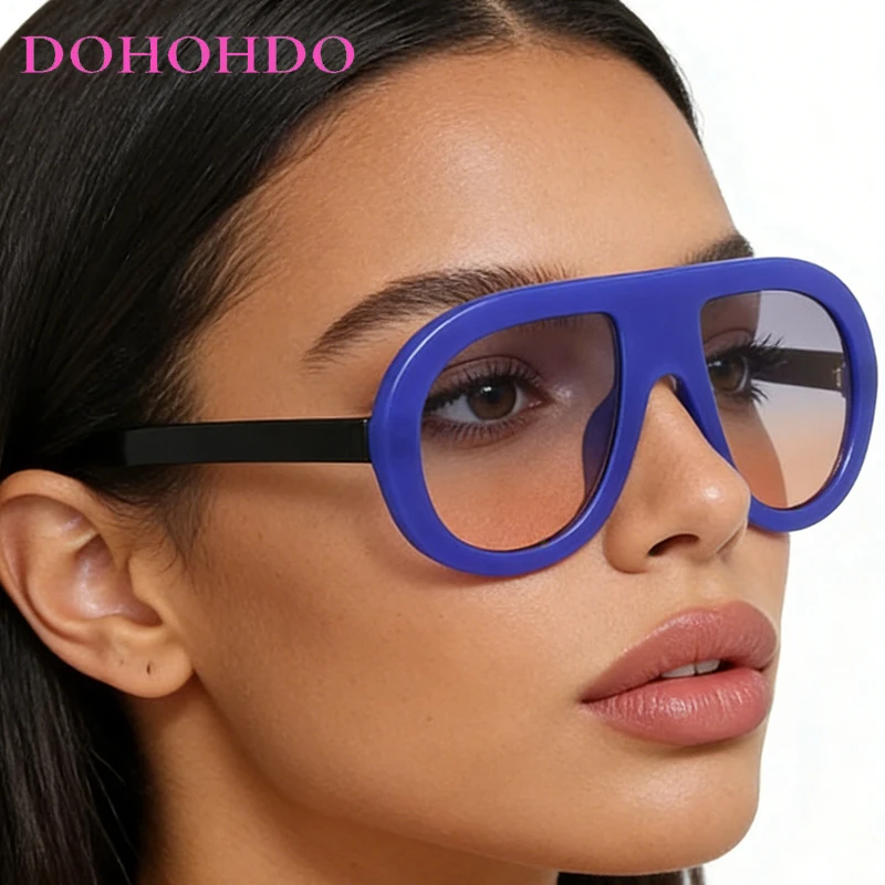 

DOHOHDO Popular Vintage Luxury Brand Designer Pilot Sunglasses Women For Men Shades Big Frame Windproof Punk Sun Glasses UV400