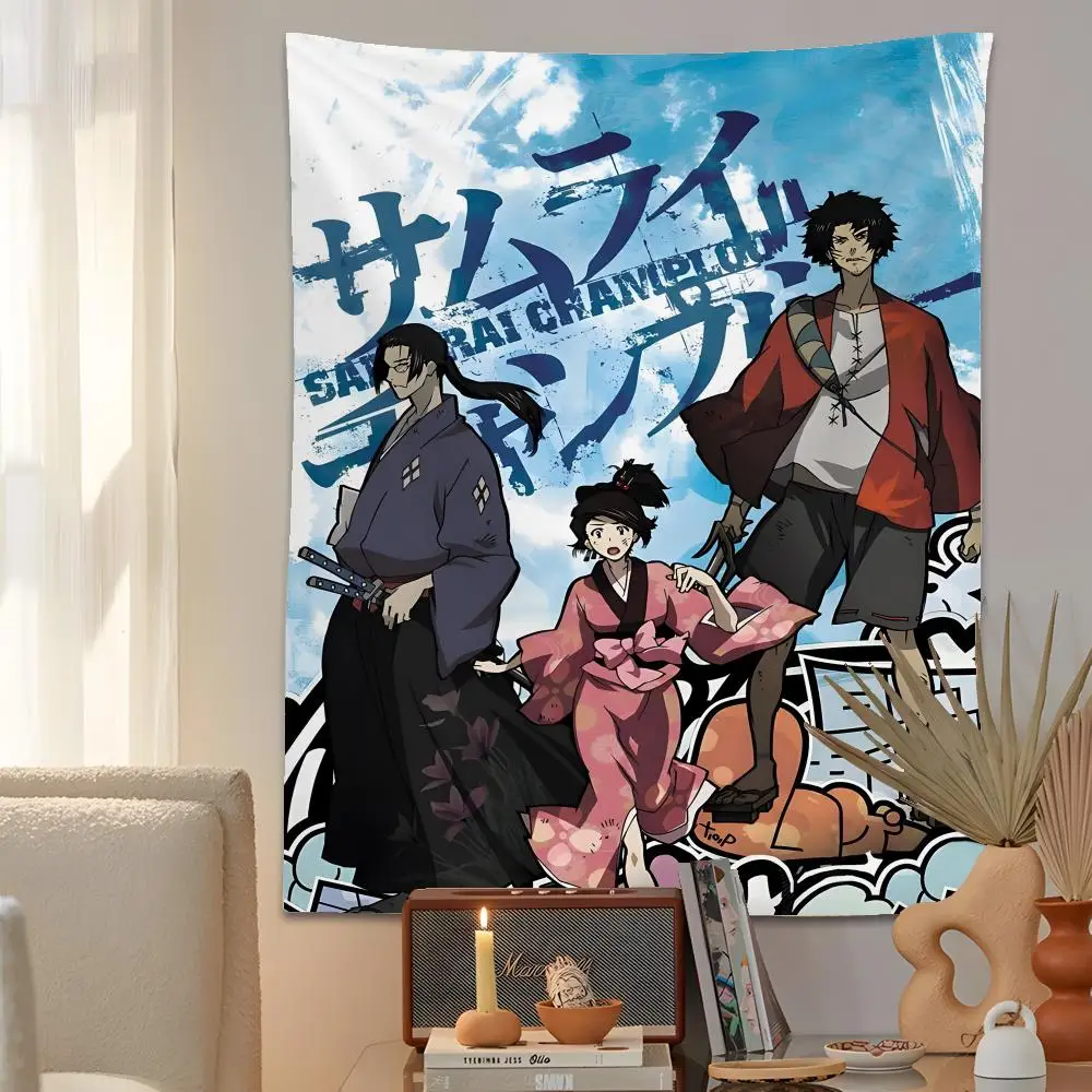 S-Samurai C-Champloo Tapestry Microfiber Background Art Decor For Bedroom Living Room Bar Garden Outdoor Festival Wall Decor