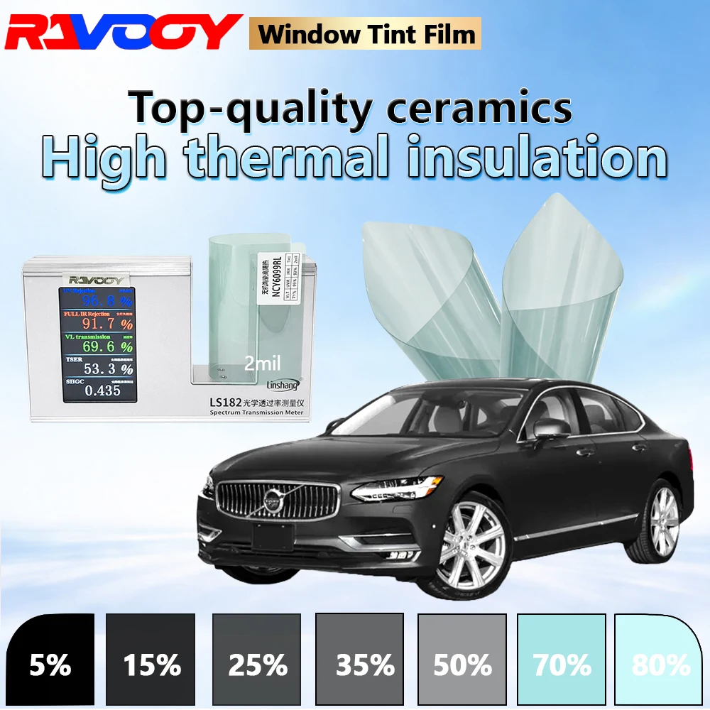 

Ravooy NCY 6099RL Series High Transparency Automotive Ceramic Window Tint 2mil 70% VLT Car Glass Film 152cm x 30m