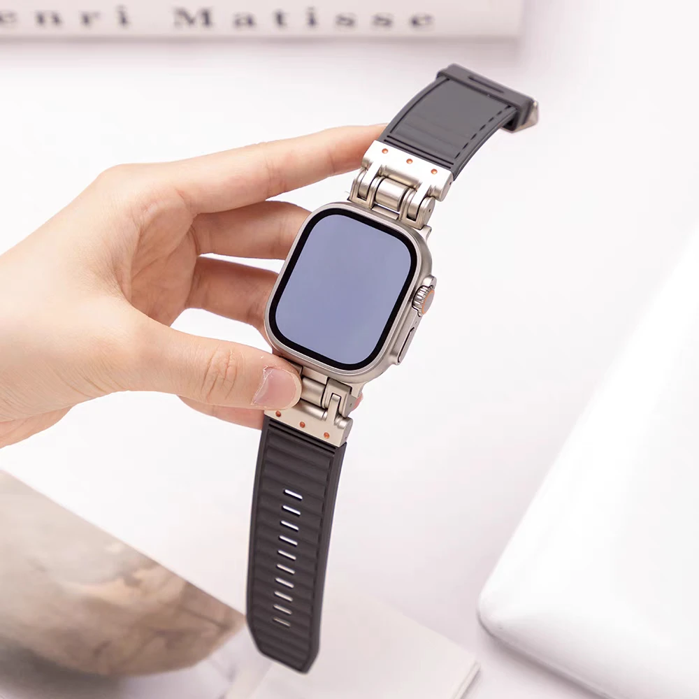 

Силиконовый ремешок для Apple Watch Strap Ultra 2 49 мм 46 44 42 мм Soft Sports Correas для apple IWatch Series 10 9 8 7 6 5 4 Браслет