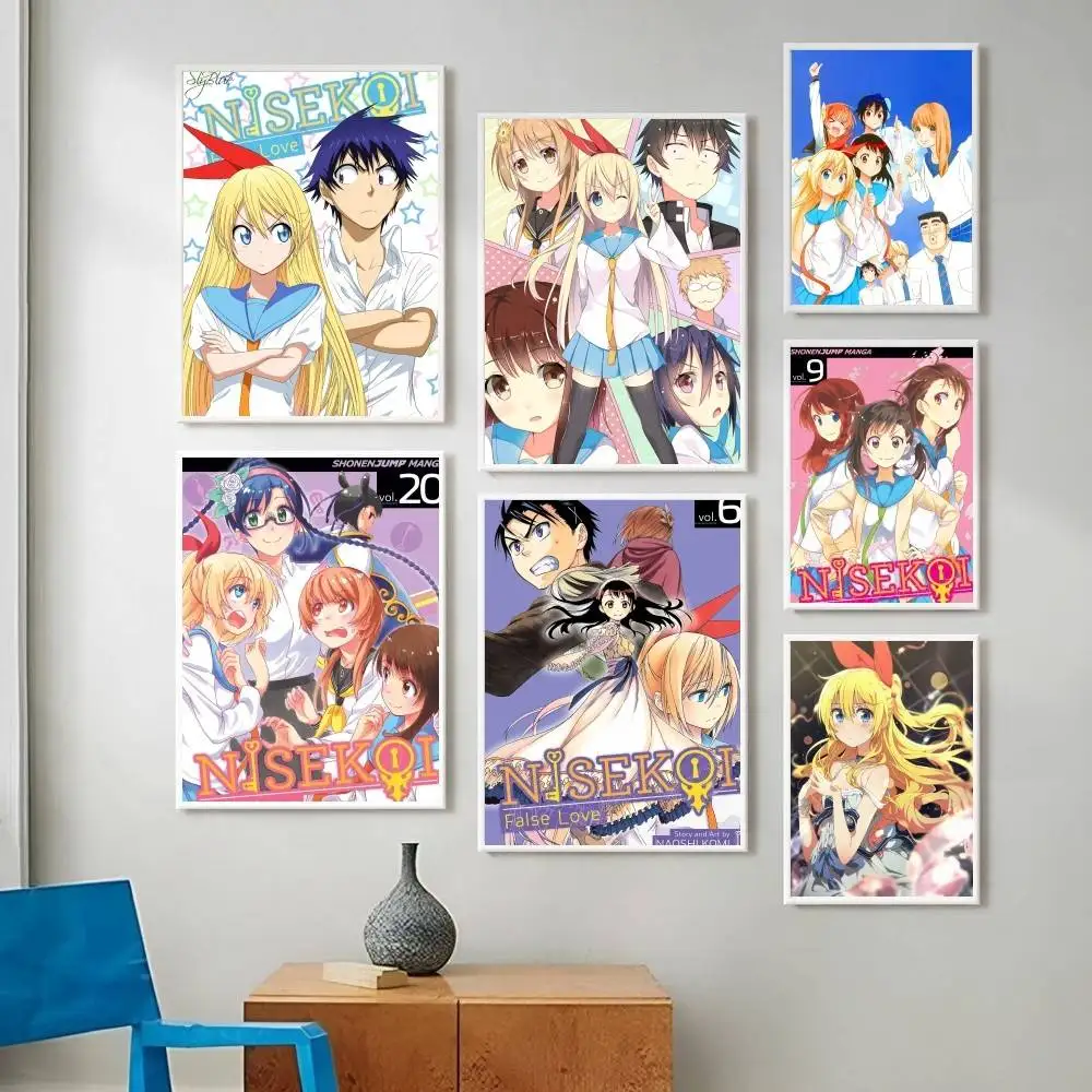 Постеры в стиле аниме N-Nisekoi для гостиной, бара, кафе, качественные холщовые картины в винтажном стиле, комиксы, живопись, искусство, декор для дома, настенные картины