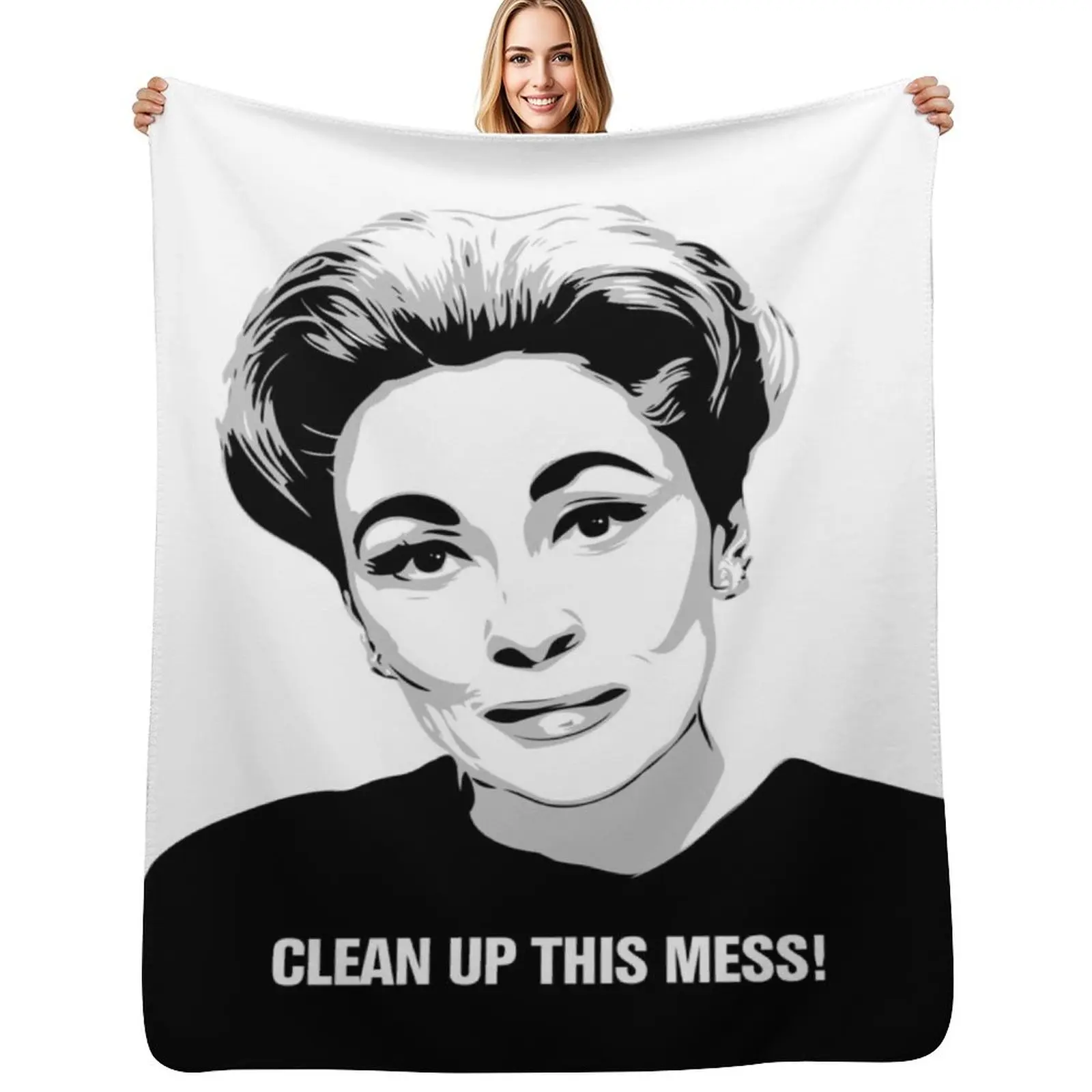 Mommie Dearest Clean up this Mess! Pop Art Throw Blanket Retros Vintage Flannel Fabric Furry for winter Luxury Brand Blankets