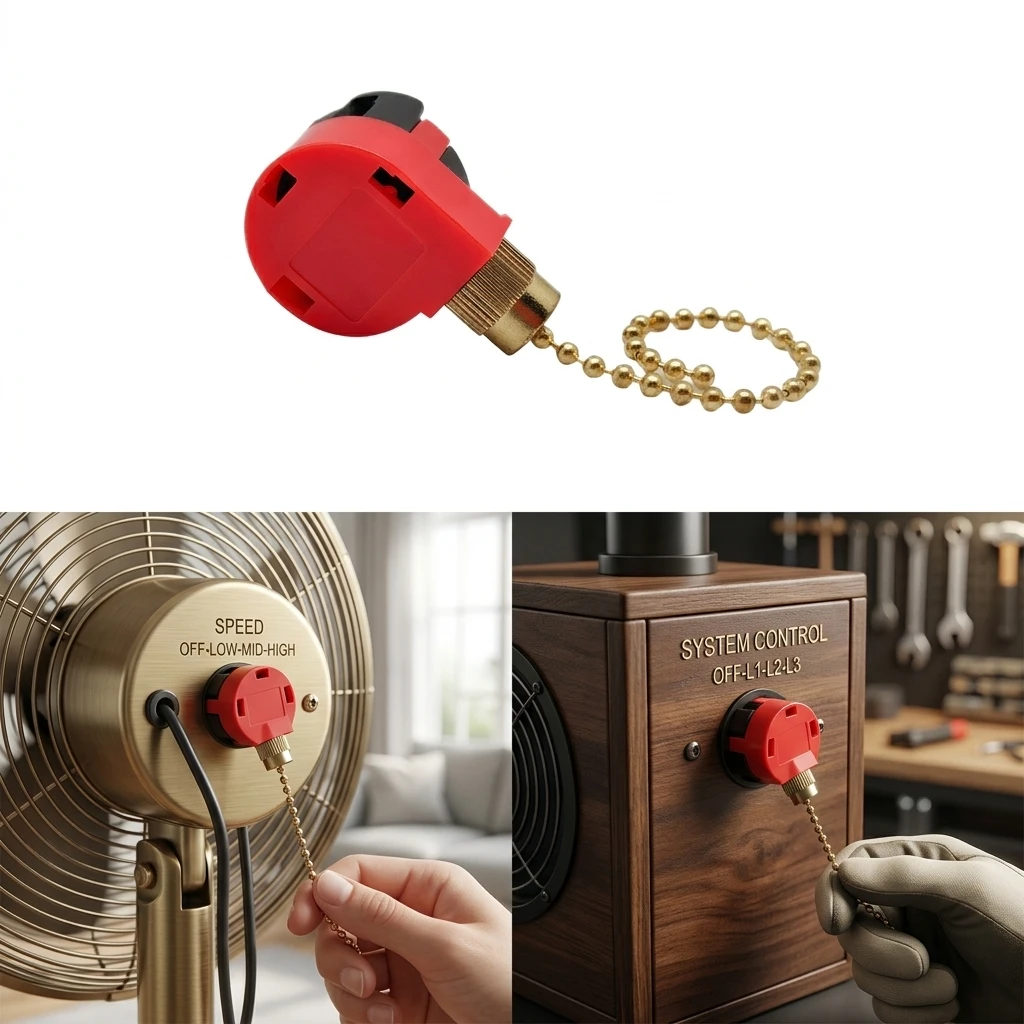 3 Speed 4 Wire Ceiling Fan Speed Control Switch ZE-268S6 Ceiling Fan Pull Chain Cord Switch Set Replacement Tool Hardware
