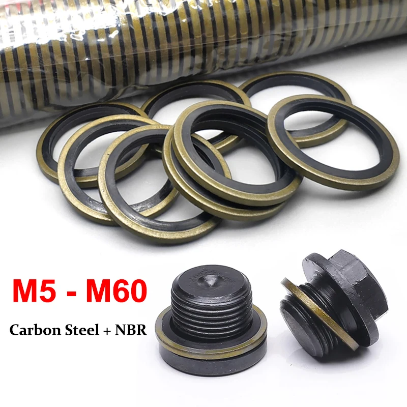 10/20/50Pcs Oil Drain Plug Rubber Gasket Kit M5 - M60 for Car Oil Pan Drainage Bolt Pad Replaceable Combination Washer Sealing
