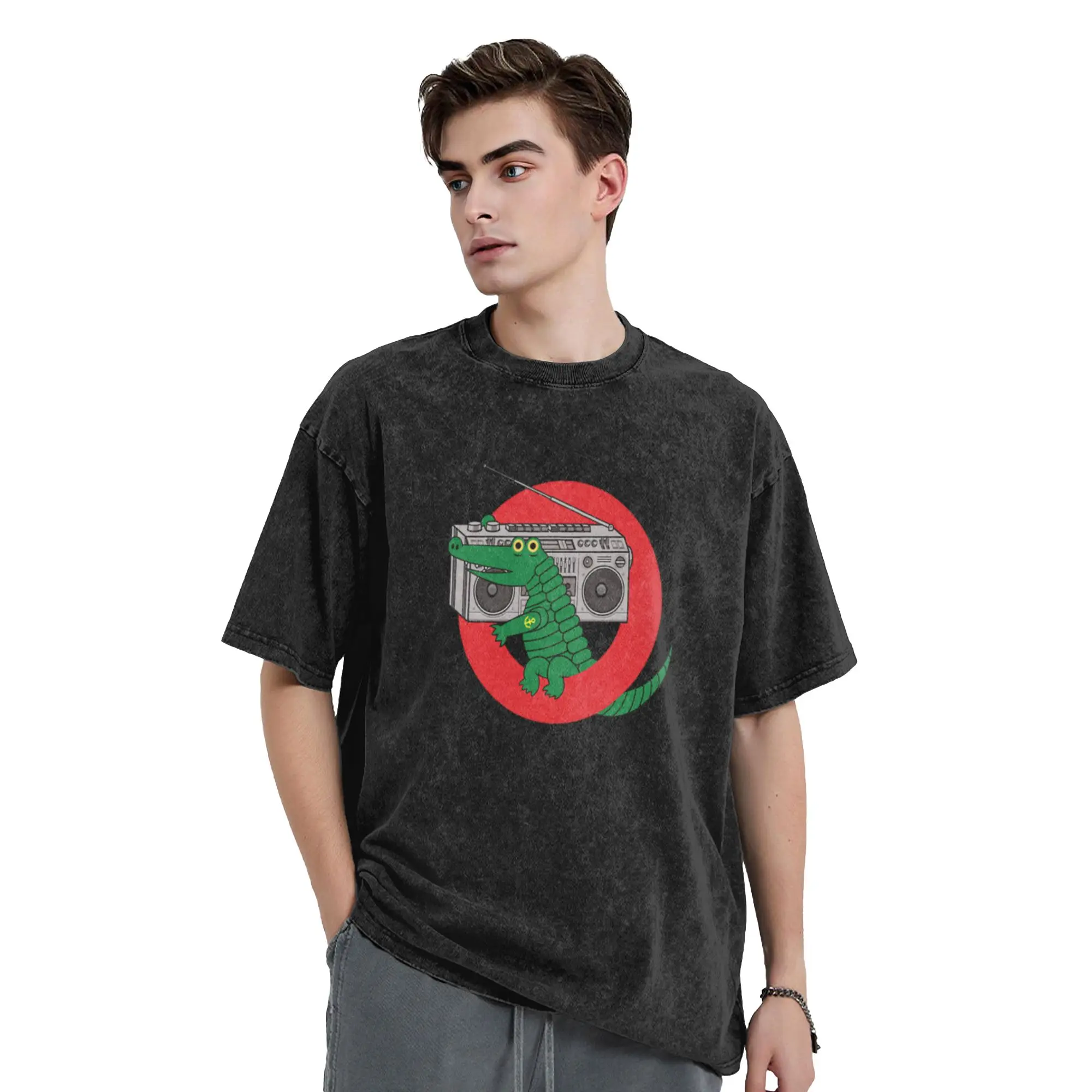 BOOMBOX GATOR - Ghetto Blaster Croc Unique Stylish A Vintage Oversized Cotton T-Shirts