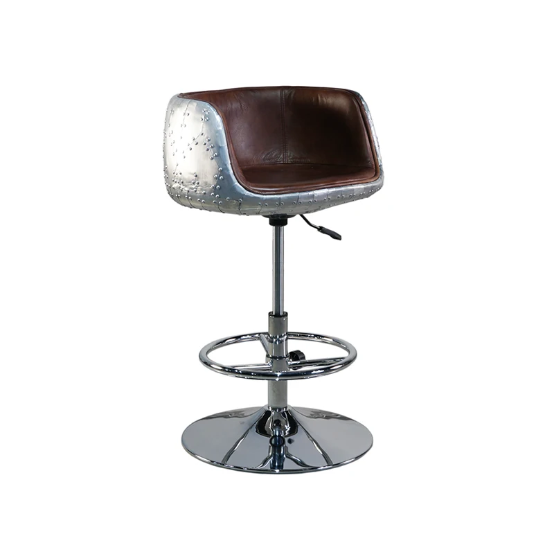 Bar chair high stool high front desk backrest home lifting retro leather art