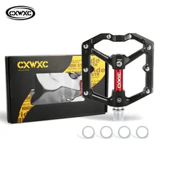 CXWXC Bicycle Pedals of Flat with Removable Anti-slip Pins Ultralight Aluminum Sealed Bearings MTB Road Bike Wide Flat Pedals