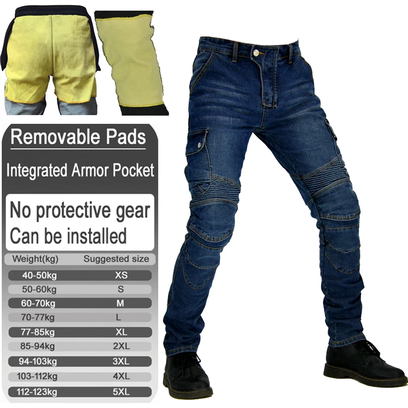 Mens Kevlar Aramid Motorcycle riding jeans protective motocross pants with armor pockets Armor Not Included 06