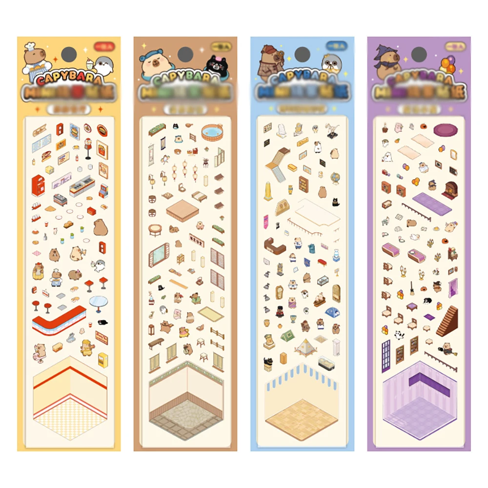1PC miniatuur scènestickers, Capibala Cartoon schattige ministickers