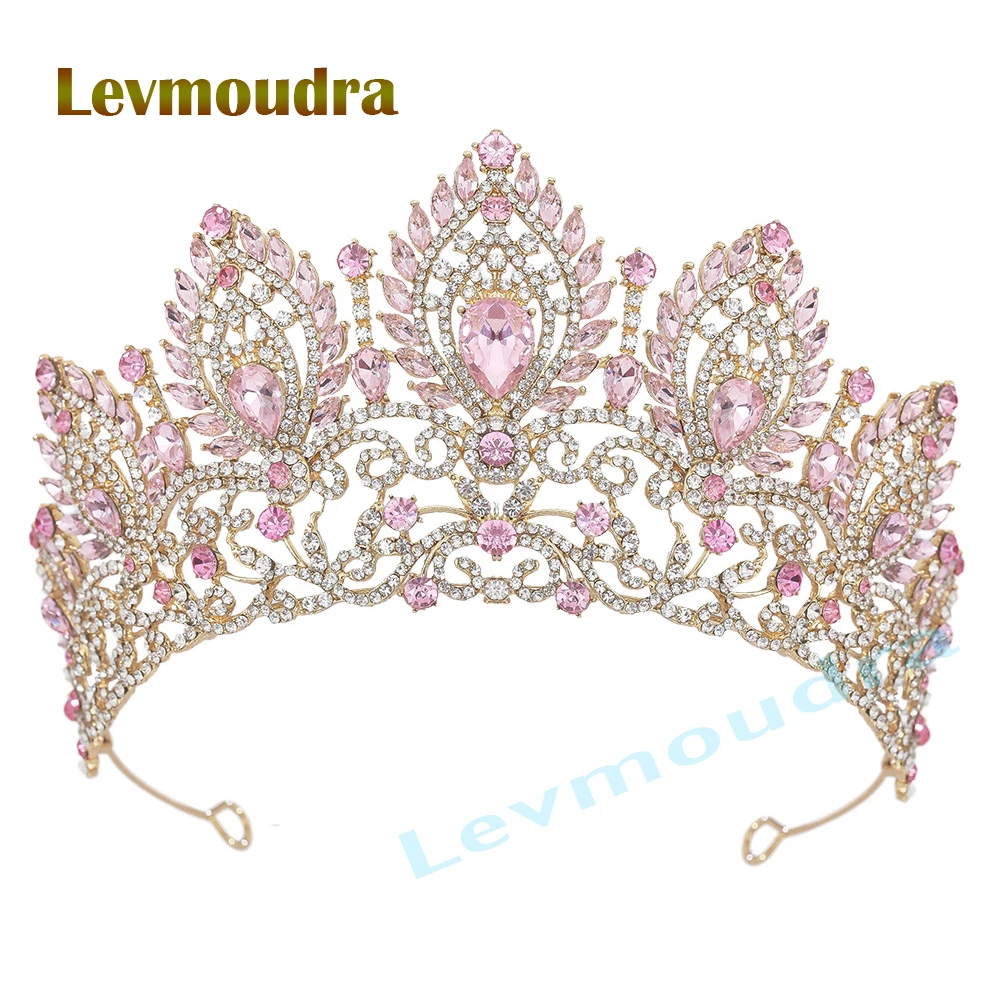 

Levmoudra Tall Crowns for Women Princess Wedding Tiaras with Crystal Large Birthday Party Pageant Hair Accessories