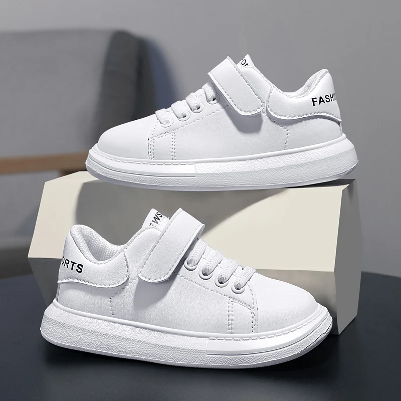 White Children Anti-slip Wear-resistant Casual Shoes Girls Boys Kids Soft Sole Shoes Breathable Sport Sneakers Leather Face Wate