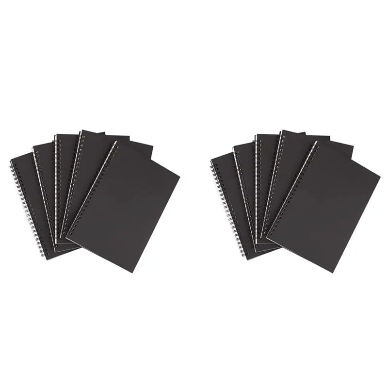 paquete-de-10-cuadernos-en-espiral-a5-negros-cuaderno-de-bocetos-en-blanco-diario-sin-rayas-papel-grueso-en-blanco-50-hojas-100-paginas-sin-lineas