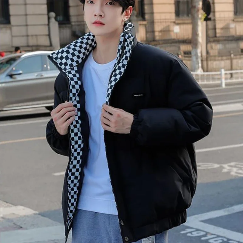 الوقوف طوق بلون سترة رجل معطف الشتاء القصير للرجال الجدة في الملابس الجمالية الرخيصة تقدم عروض خمر جديدة دافئة على #5