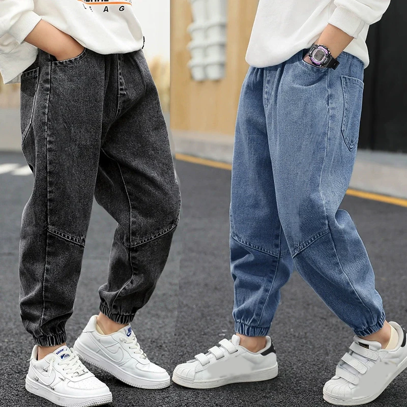 Neue Frühling-Herbst Jungen-Jeans Modische Patchwork Slim-Fit Lange Denim-Hosen für 3-12 Jahre Alte Kinder
