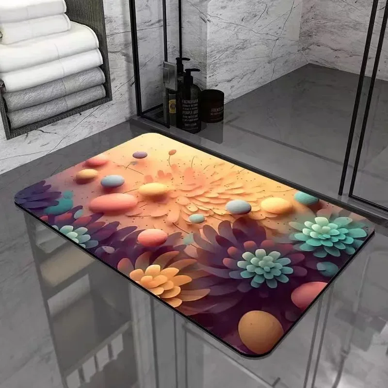 Flower Pattern Door Front Mat Decoration Home Bathroom Floor Mat