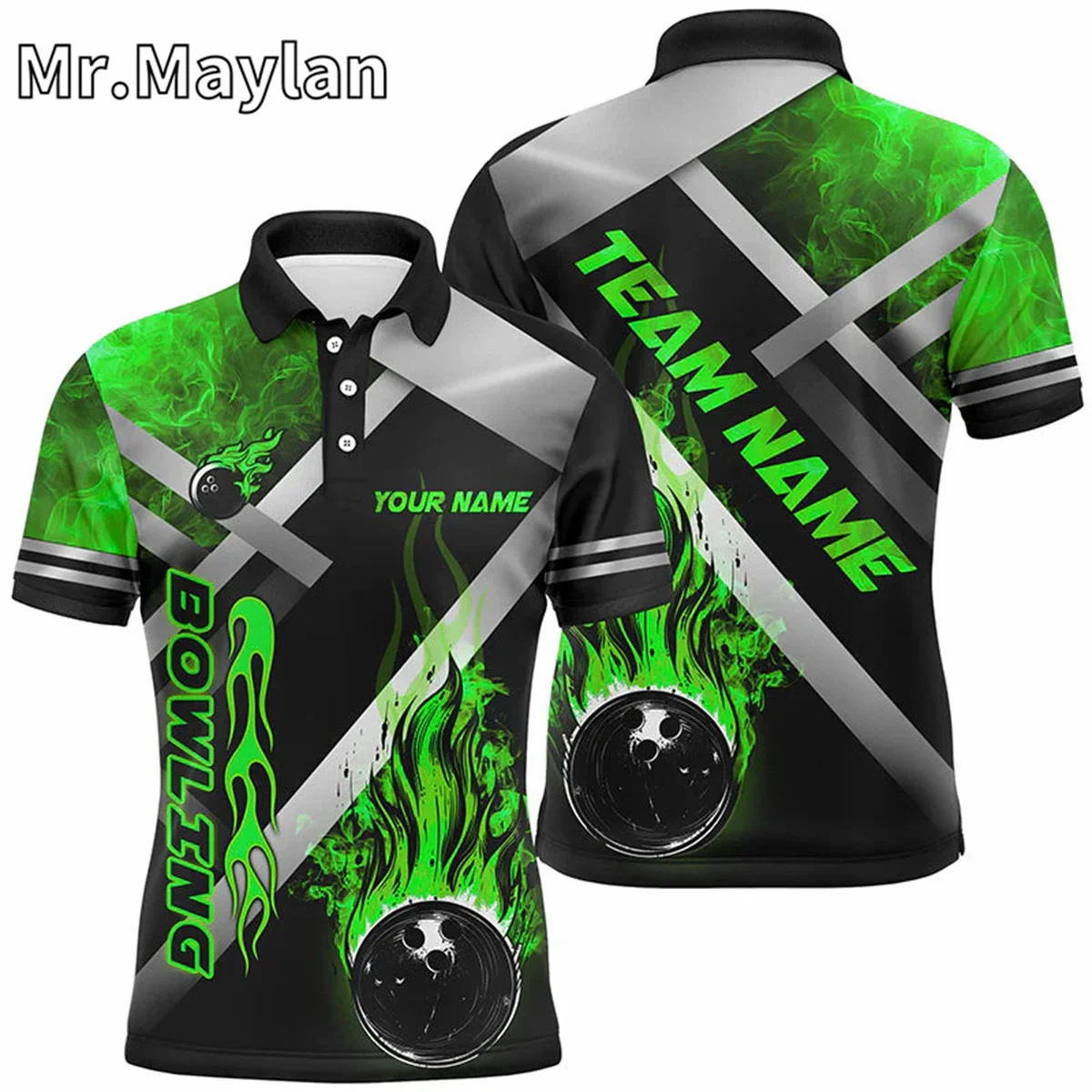3D Bowling Shirt For Men Custom Bowling Polo Shirt For Team Personalized Navy Bowling Jersey Gift for Bowling Lovers UnisexTops image 5