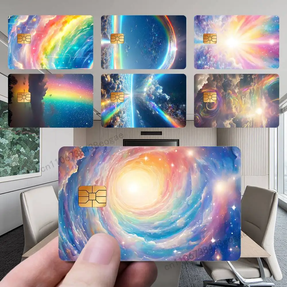 

Shining Beautiful Rainbow PVC Sticker Film Tape Skin for Credit Debit Card For Credit Debit Card Small Large Chip