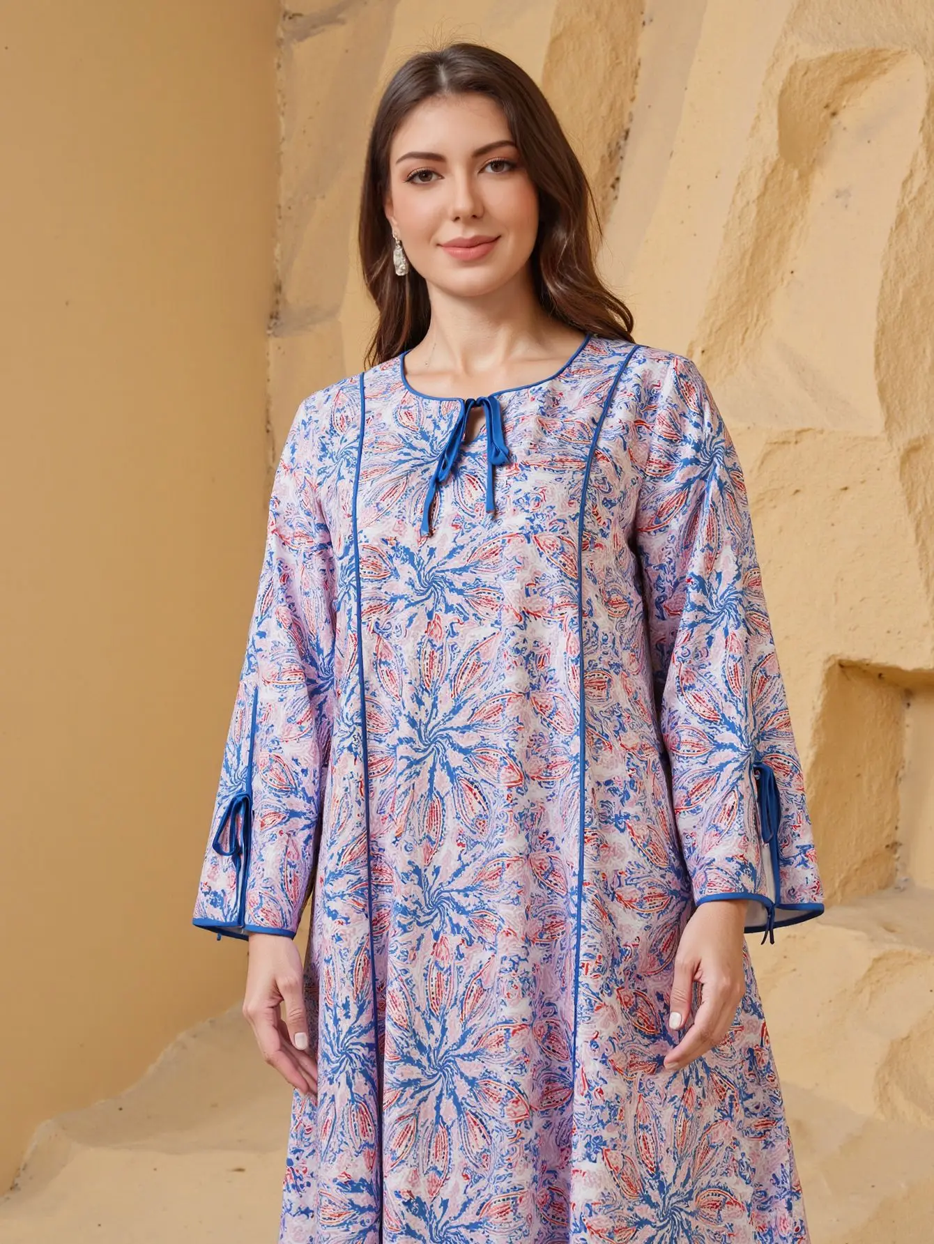 

Large Size Robe, Daily Casual Printing Large Size Dress Women's Clothing Cw58704