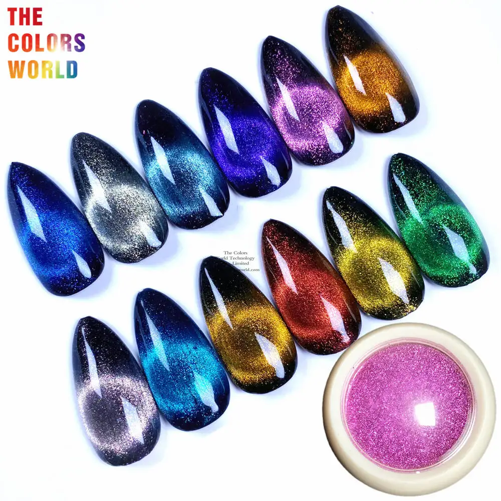 TCT-812 9D  Magnetic Cat Eye Shiny Powder For Nail Magnetic Pigment Nail Gel Polish Manicure Design DIY Sparkly Holo Chrome Dust