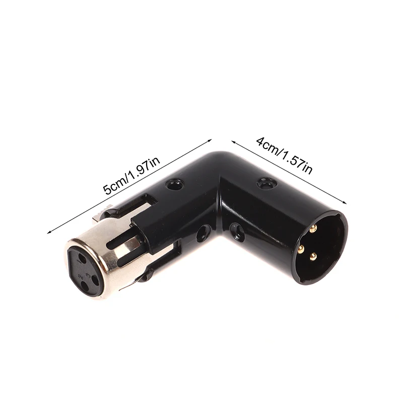 1Pc Audio Adapter Plug Adjustable Male To Female Right Angle XLR Connector Metal Adapter 3Pin Black (XLR 90 Degree Adapter)