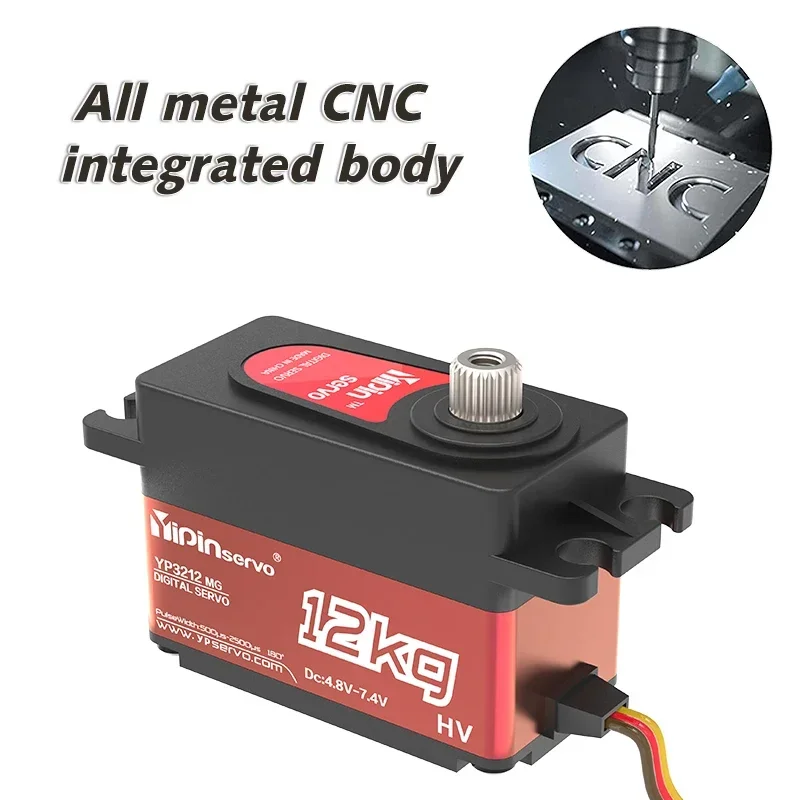 Yipinservo 12KG Core Motor Waterproof Servo Low Profile Digital Servo High Torque Metal Gear For 1/8 1/10 1/12 RC Off-Road Truck