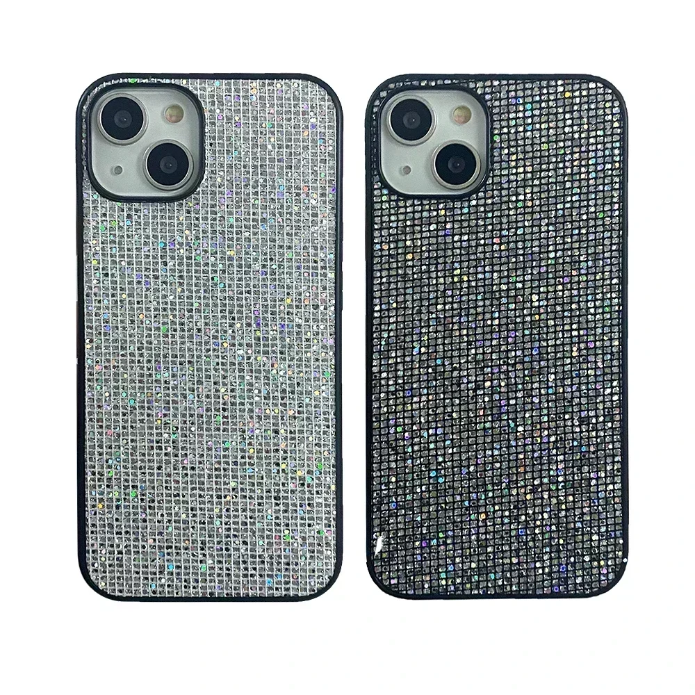 Funda de teléfono suave con lentejuelas brillantes para iphone, carcasa trasera de marca de lujo para iphone 15, 14, 11, 12, 13 Pro, 7, 8 Plus, X, XS, XR, MAX, SE MiNi