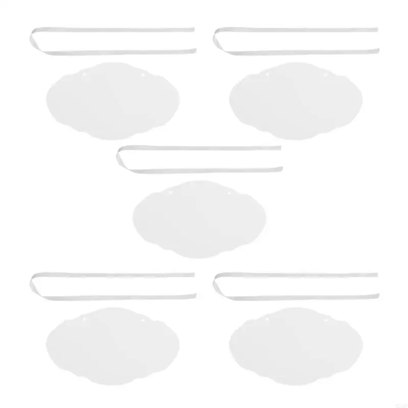 Set of 5 Clear Acrylic Chair Signs with Open Sign Faces and White Ribbon for Banquets, Parties, and Event Displays HX5E