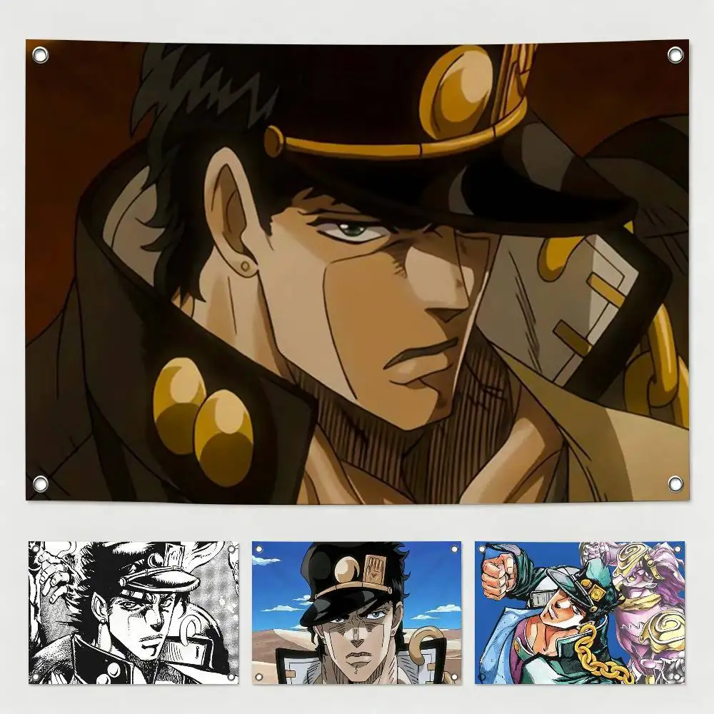 Anime J-JoJos Jotaro Kujo Flags Wall Hanging Tapestry Outdoor Garage Room Decorative flag Background Blanket