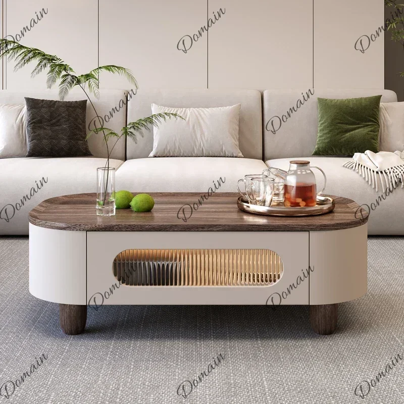 46 M Glass Wood Coffee Table Modern Decoration Dinner Service Nordic Coffee Table Storage Minimalist Meubles Postmodern Furnitur