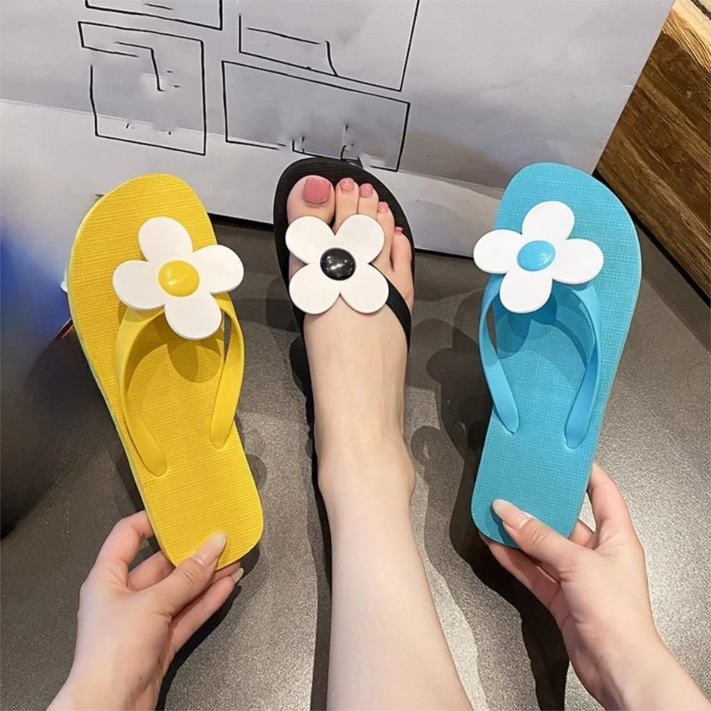 

Fashion PVC Flip-flops Flower Casual Slippers Thick Bottom Non-slip Sandal Outside