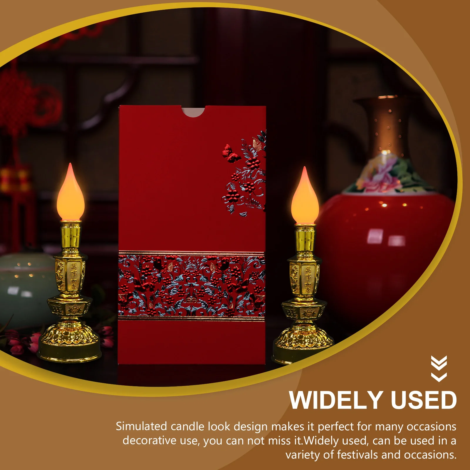 

2Pcs Electric Light Simulated Buddha Lamp Safe No Smoke Sacrifice Decoration Lights Home Decor Lighting