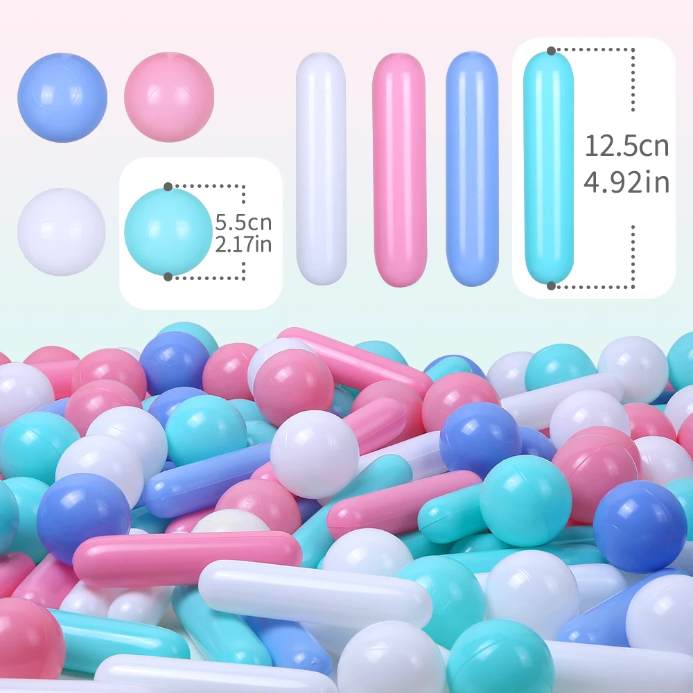 4.92inch 100pcs Plastic Ball Pit Balls Column&Round Shape Mix Colours Ball Indoor Playground Bathroom Toys Christmas Decoration