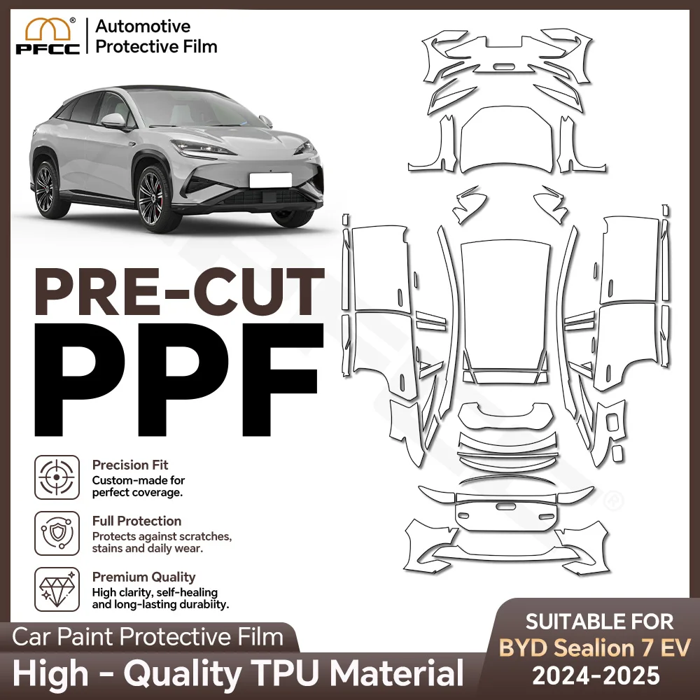 For BYD Sealion 7 EV 2024 2025 9Mil TPU Paint Protection Film Anti-scratch Car Pre-cut PPF Clear Bra Resistant Invisible Cover