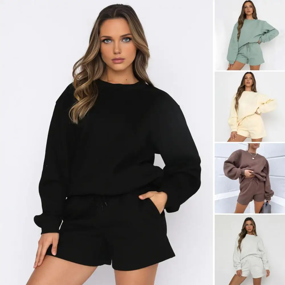 Women Outfit Women’s Two Piece Outfit Set Oversized Lounge Sweatshirt Shorts Tracksuit Fall Long Sleeve Matching Clothing