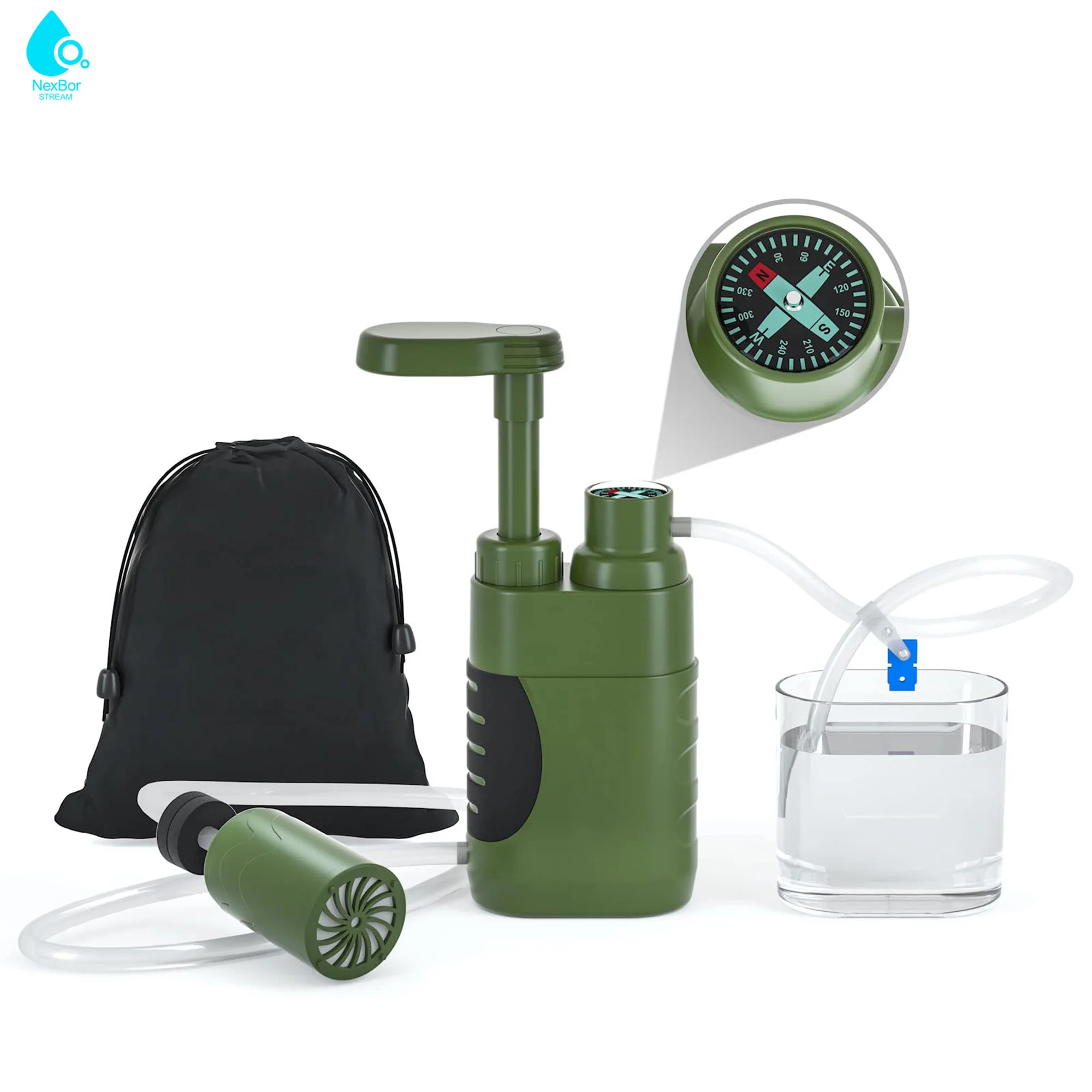 Outdoor Water Filter Multipurpose for Survival ,  Water Purifier Pump, Portable Outdoor Emergency and Survival Gear
