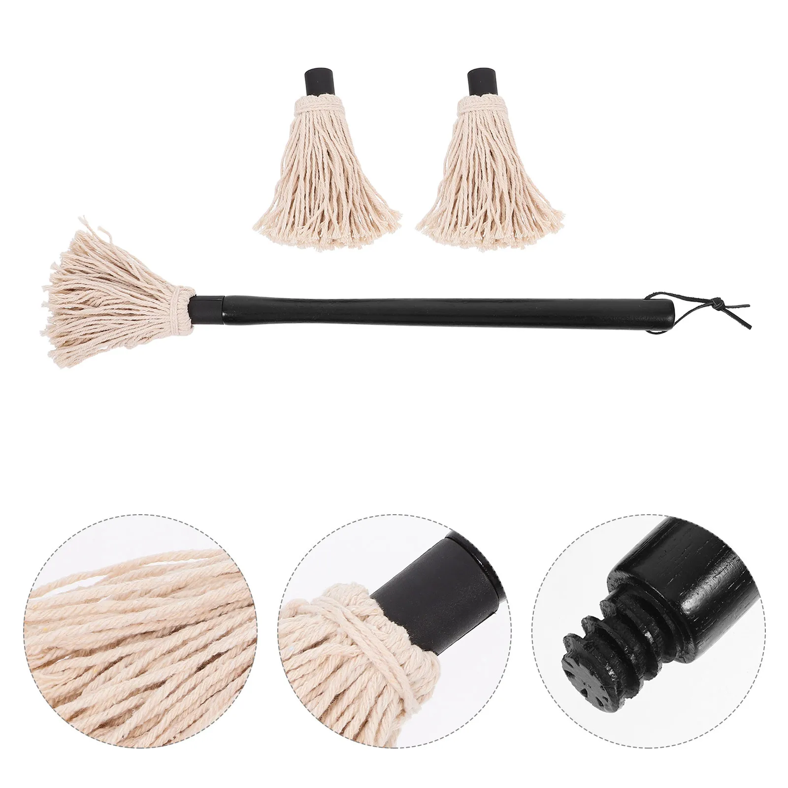 

1 Set Bbq Basting Mop Wooden Handle Reusable Oil Brush Sauce Applicator Cotton Mop For Grill Smoking Ribs Chicken Pork Barbecue