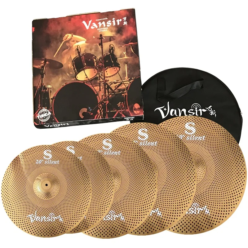 

Vansir Gold Color Low Volume Cymbal Set 14''HH+16'' Crash+18'' Crash+20'' Ride Cymbals Sets