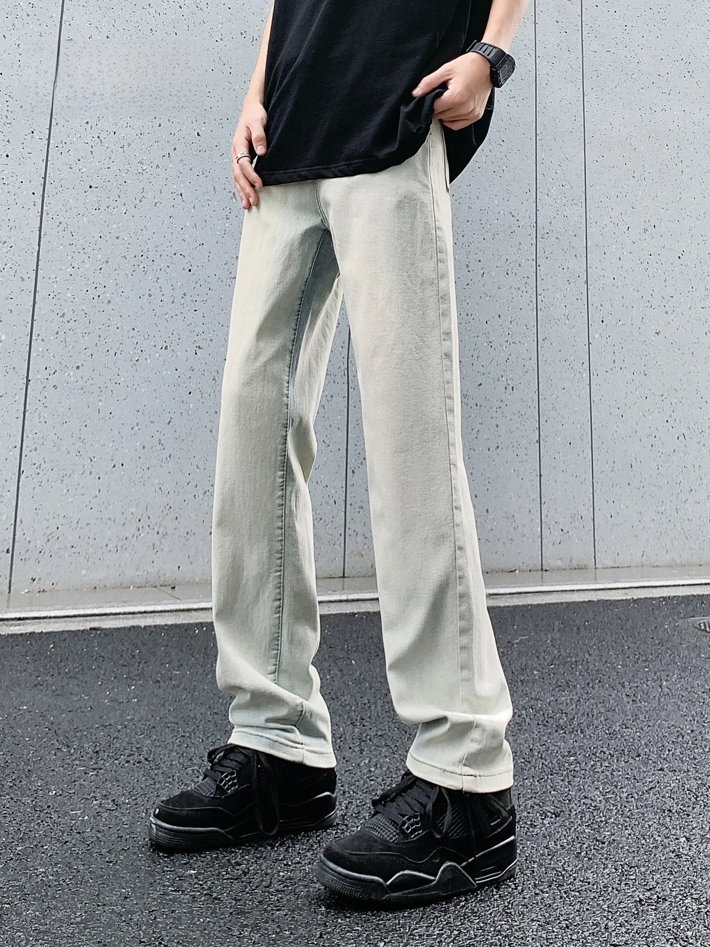 

Джинсы узкого кроя в американском стиле ретро, мужские летние тонкие уличные повседневные универсальные прямые длинные брюки Haome