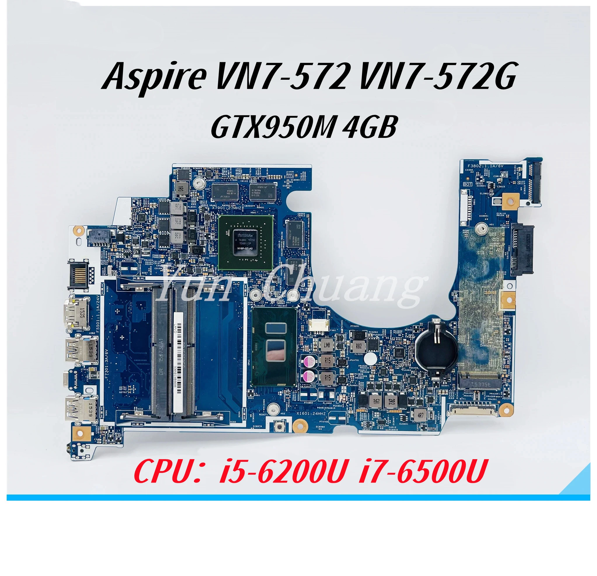 NBG6G11002 14306-1M For Acer Aspire VN7-572G VN7-572 Laptop Motherboard With Core i5-6200U i7-6500CPU GTX950M 4GB GPU Mainboard