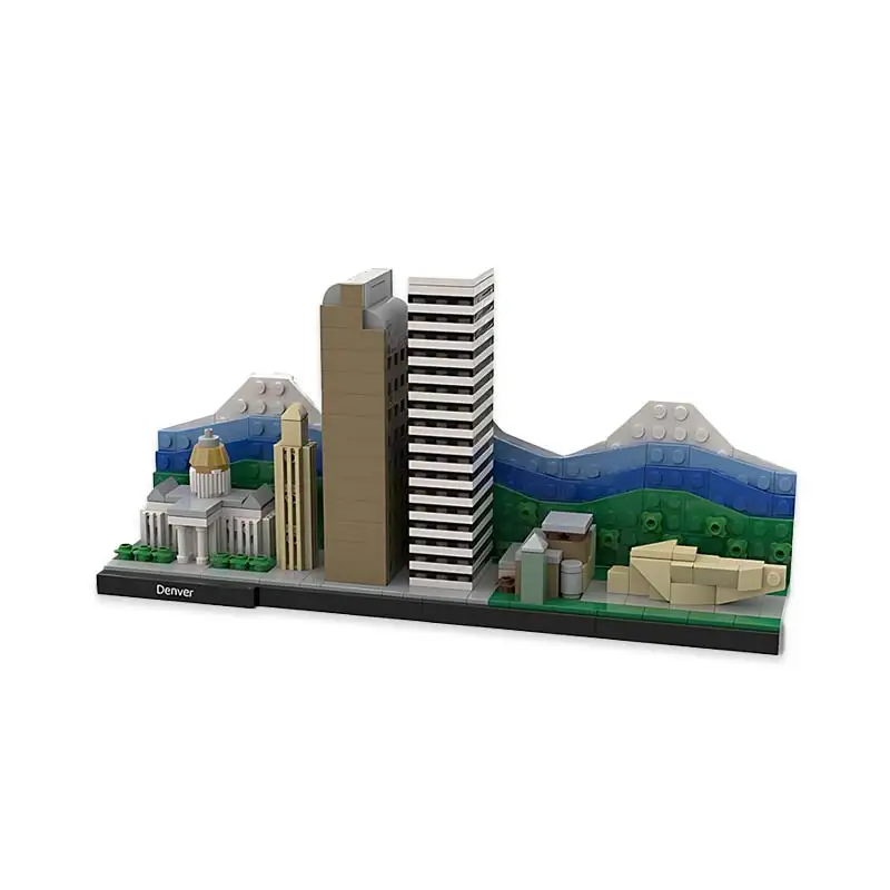 MOC Building Blocks Denver Skyline Model Street View Architectural Assemble Classic Toys Desktop Decoration Children Gifts