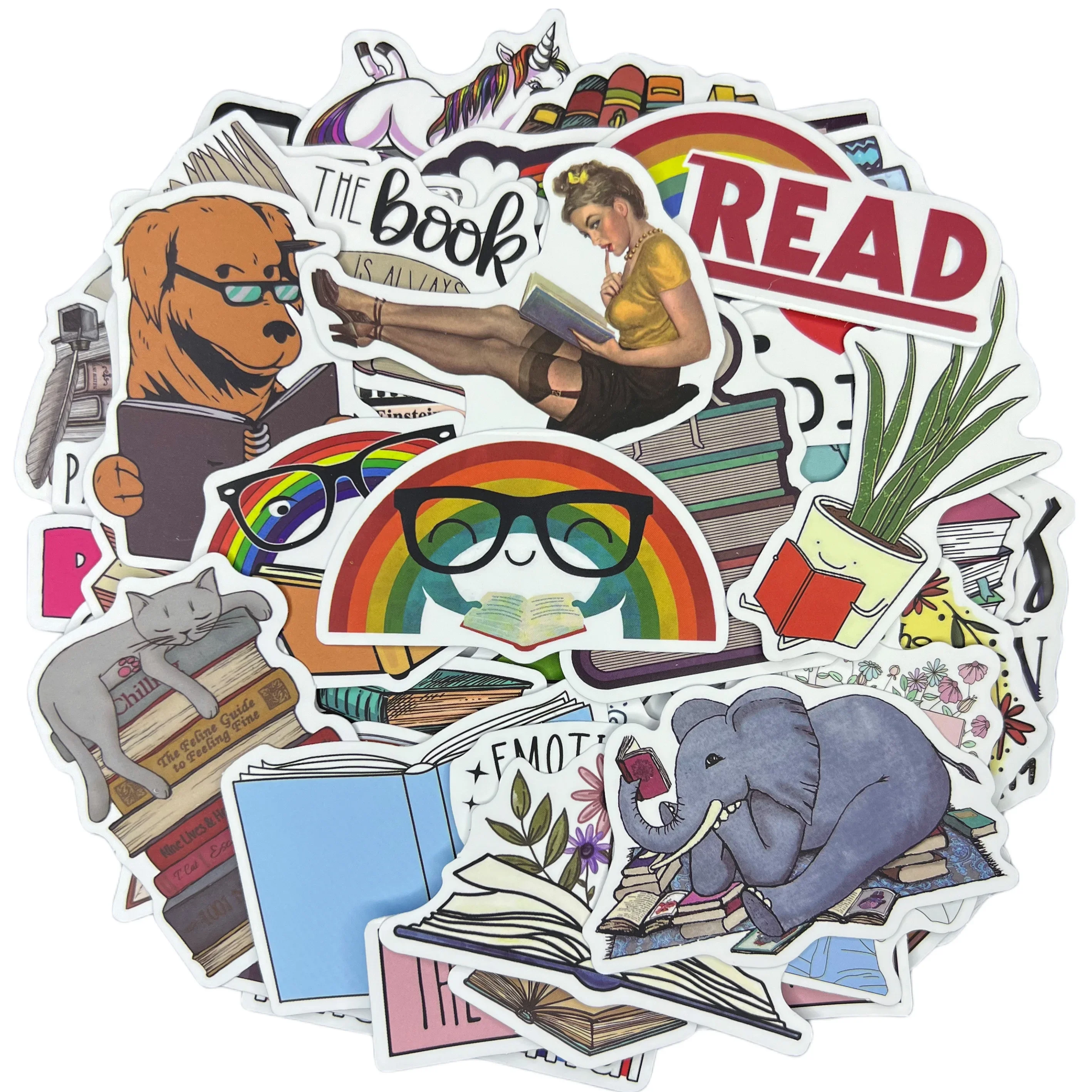 10/30/50Pcs Cute Reading Waterproof Graffiti Sticker Decorative Luggage Cup Laptop Phone Skateboard Guitar Scrapbook Kid Sticker