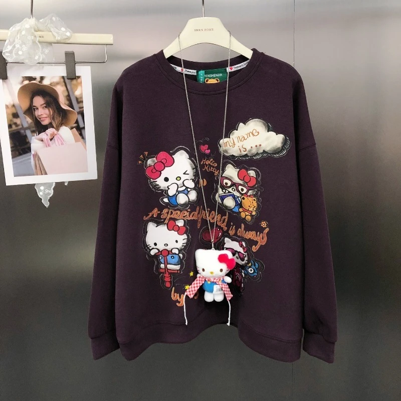 Nouveau Style coréen dessin animé avant et arrière imprimé sweat veste ample polyvalent jeune col rond pull couche de finition dames