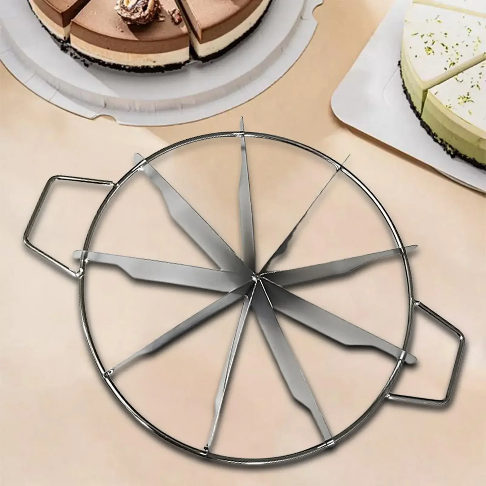 Stainless Steel Cake Cutter Slicer Pie Cutter Equal Portion Round Marker Bread Divider Pastry Cheese Pizza Press Tool